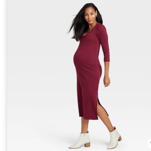 Midi Ribbed Jersey Maternity Dress